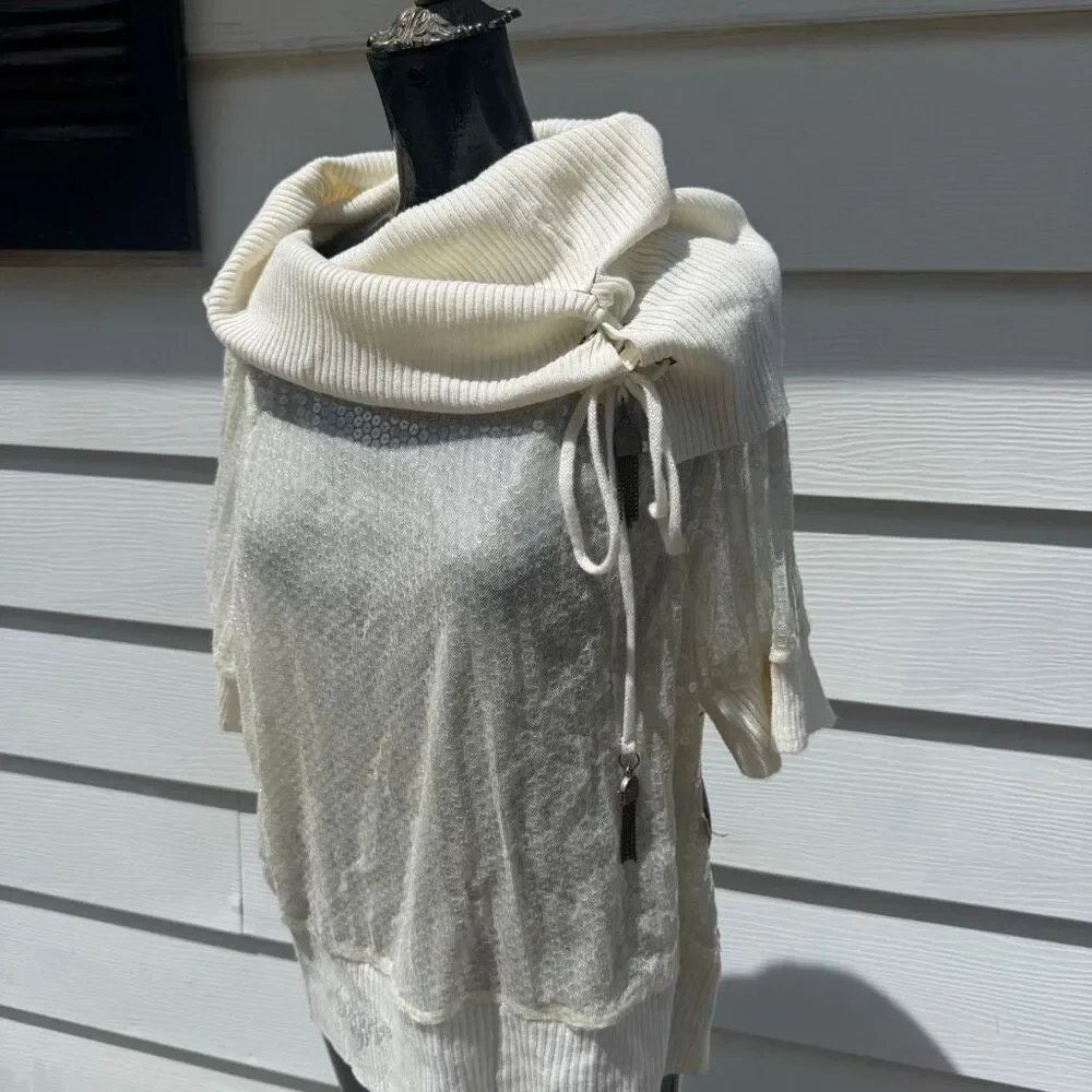 NWT Apple Bottoms Winter Glamourland Sequin Cowl Neck Sweater Top 1X